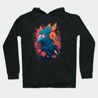 Flower Bloom Cockatoo Parrot Bird In Vintage Retro Style Hoodie